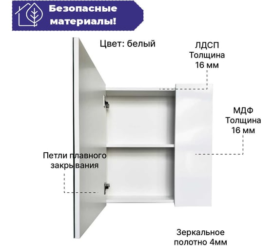 Полка зеркальная Акваль Афина 60 см АФИНА.04.61.00.N