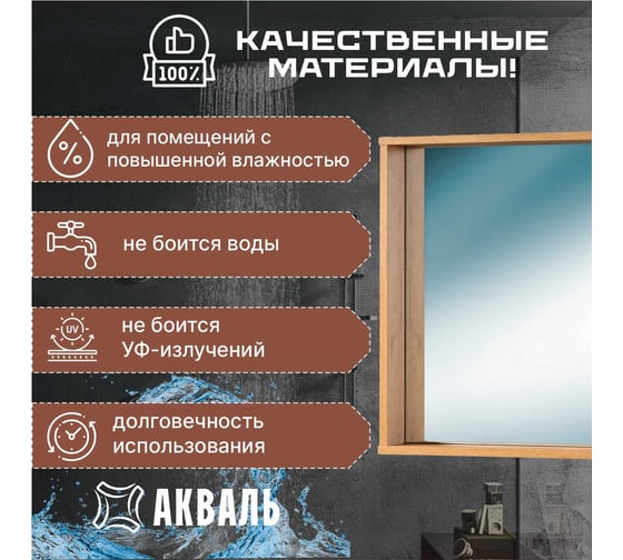 Зеркальная полка Акваль Лофт 80 см В2.4.04.8.0.0