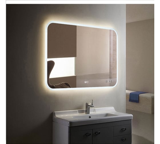 Зеркало DORATIZ Ева с LED подсветкой 800х680 - 3, подогрев, часы, 2711.920