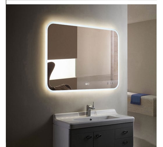 Зеркало DORATIZ Ева с LED подсветкой 915х685 - 3, подогрев, часы, 2711.923
