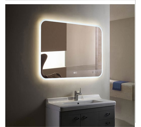 Зеркало DORATIZ Ева с LED подсветкой 1000х800 - 3, подогрев, часы, 2711.917