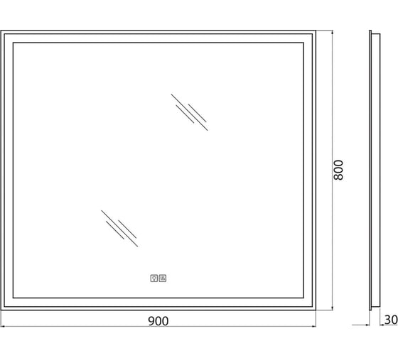Зеркало со встроенным светильником BelBagno SPC-GRT-900-800-LED-TCH-WARM