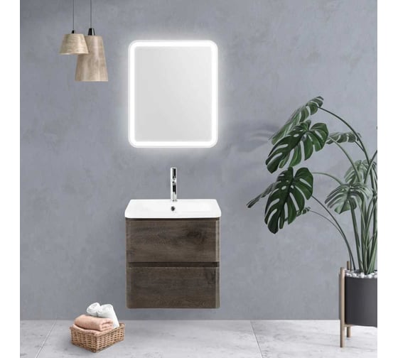 Зеркало со встроенным светильником и кнопочным выключателем BelBagno SPC-MAR-500-600-LED-BTN