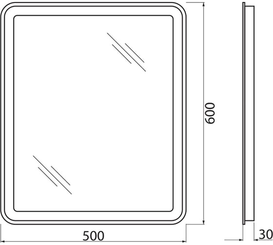 Зеркало со встроенным светильником и кнопочным выключателем BelBagno SPC-MAR-500-600-LED-BTN