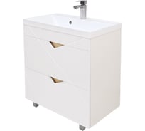 Тумба Doratiz Фьорд 70 напольная, белый, дуб Бунратти, под умывальник Classica 70, с двумя ящиками 9908.186