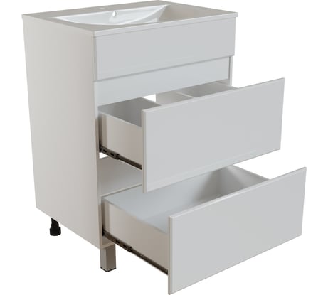Тумба для ванной MIXLINE БРИКС-60" 2 ящика под раковину "Breeze 60", мебельный Sanita Luxe ПВХ 555634