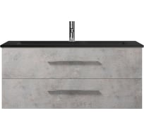 Подвесная тумба Creto Ares 120 2 ящика, черные ручки, Beton 10-1111BB