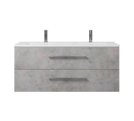 Подвесная тумба Creto Ares 120 2 ящика, черные ручки, Beton 10-1111BB