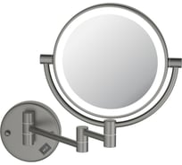 Зеркало косметическое настенное AQUATEK AQ4912BGM с подсветкой 5х, шлиф. черный хром 00000139785