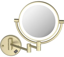 Зеркало косметическое настенное AQUATEK AQ4912BG с подсветкой 5х, шлиф. золото 00000139896