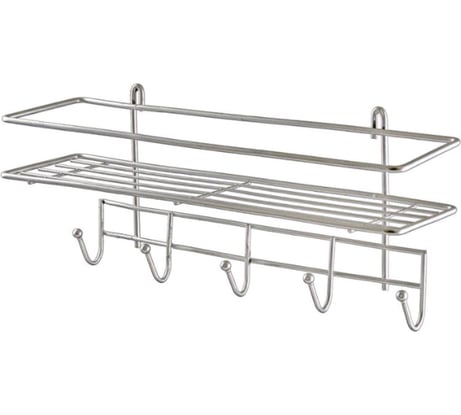 Полка в ванную EUROHOUSE 5 крючков, 35х13х1 7см., хром 14319