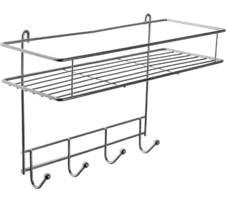 Полка в ванную EUROHOUSE 4 крючка, 33х12,5х21см., хром 14316