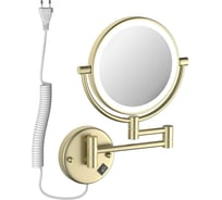 Зеркало косметическое настенное с подсветкой AQUATEK AQ4915BG 5х, шлиф. золото 00000139897