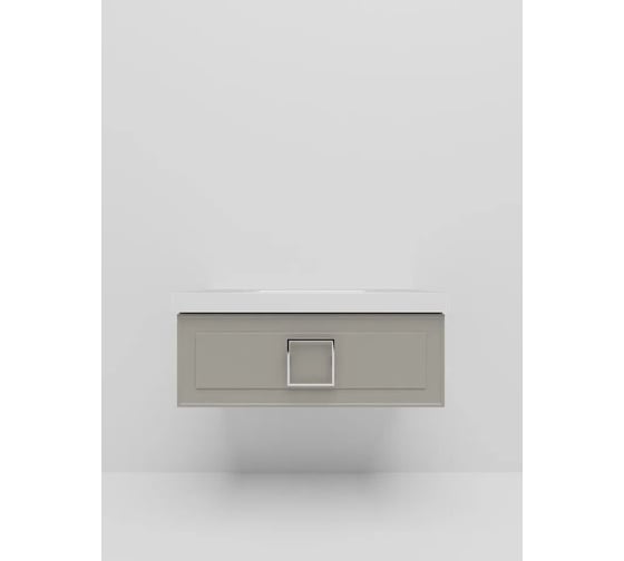 Тумба под раковину LA FENICE без раковины CUBO Cappuccino бежевая матовая 100 см, черная ручка 503633