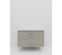 Тумба под раковину LA FENICE без раковины CUBO Twin Cappuccino бежевая матовая, 100 см, черная ручка 503605