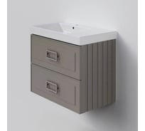 Тумба под раковину LA FENICE без раковины CUBO Twin Cappuccino бежевая матовая, 80 см, черная ручка 503618