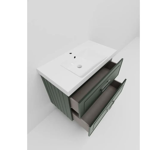 Тумба под раковину LA FENICE без раковины CUBO Twin Cappuccino бежевая матовая, 80 см, черная ручка 503618