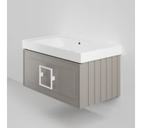Тумба под раковину LA FENICE без раковины CUBO Cappuccino бежевая матовая, 80 см, черная ручка 503619