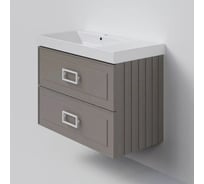 Тумба под раковину LA FENICE без раковины CUBO Twin Cappuccino бежевая матовая 90 см, черная ручка 503635