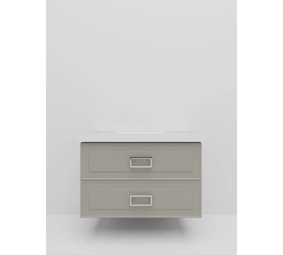 Тумба под раковину LA FENICE без раковины CUBO Twin Cappuccino бежевая матовая 90 см, черная ручка 503635