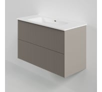 Тумба под раковину (без раковины) LA FENICE TERRA Twin Cappuccino бежевая матовая, 100 см 531893