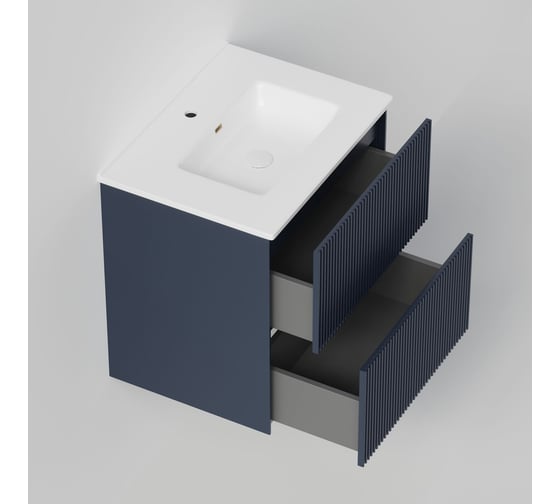 Тумба под раковину (без раковины) LA FENICE TERRA Twin Blu Grigio синяя матовая, 60 см 531897