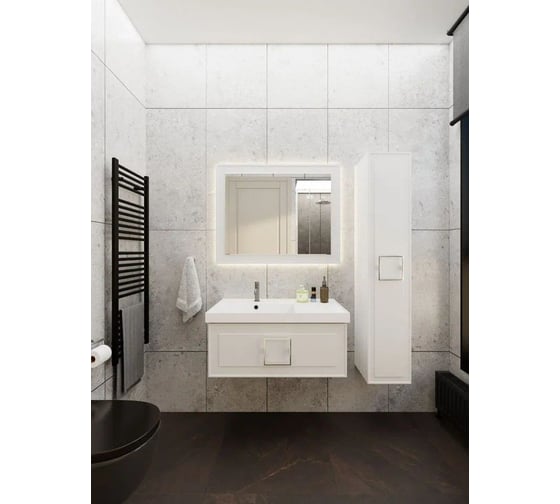 Зеркало с подсветкой LA FENICE Cubo Bianca 80x60, белый матовый 503561