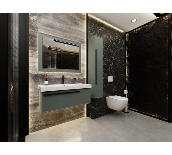Зеркало с подсветкой LA FENICE Cubo Grigio 80x60, серо-зелёное 503570