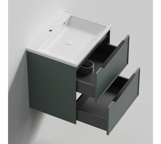 Тумба под раковину (без раковины) LA FENICE SIMPLA Grigio TWIN серо-зелёная 60 см 531880
