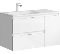Подвесная тумба AQWELLA для ванной Акцент для раковины 16778341 левая, 90 см, белая ACC0109LW