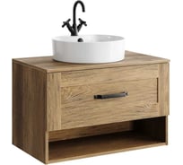 Подвесная тумба для ванной AQWELLA Craft 80 см к раковине 35011015 в цвете дерево темное CRF0108DB