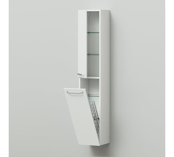 Подвесной/напольный пенал ИТАНА White 30 300х300х1700 с бельевой корзиной 11245