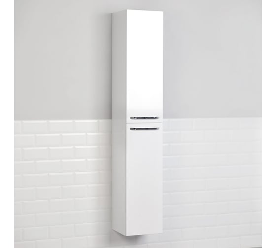 Подвесной/напольный пенал ИТАНА White 30 300х300х1700 с бельевой корзиной 11245