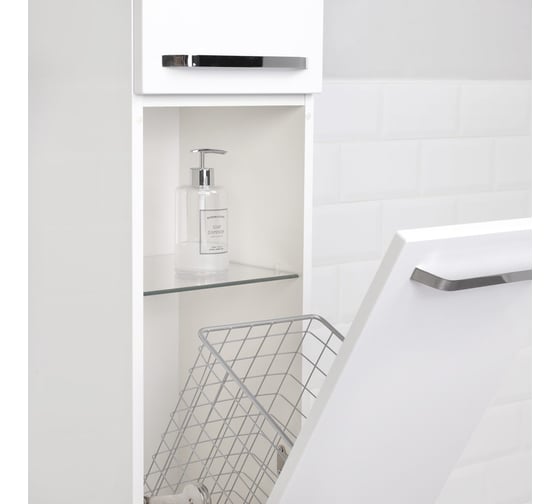 Подвесной/напольный пенал ИТАНА White 30 300х300х1700 с бельевой корзиной 11245