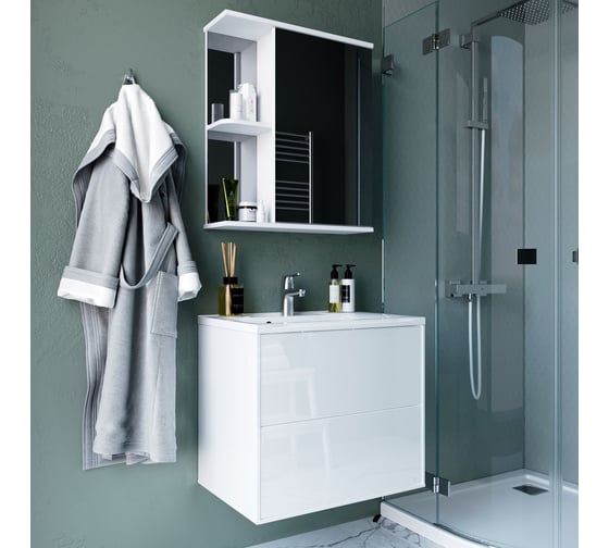 Шкаф зеркало ИТАНА Nrava Aqua Уют 60 600х185х700 правый 38586