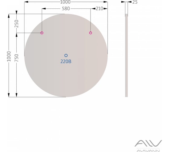 Зеркало Alavann Rondo 100 с подсветкой ALV0111001