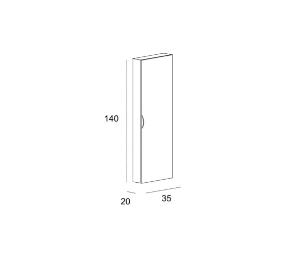 Колонна подвесная с распашной дверью CEZARES PREMIUM Plisse Grigio nuvola, реверсивная, 35x20x140 см, 55599