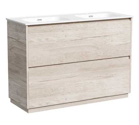 Тумба под раковину Sancos Libra Floor напольная, 1190x450x840, 2 ящика с доводчиками, дуб галифакс натуральный, LB120F-2EG 1