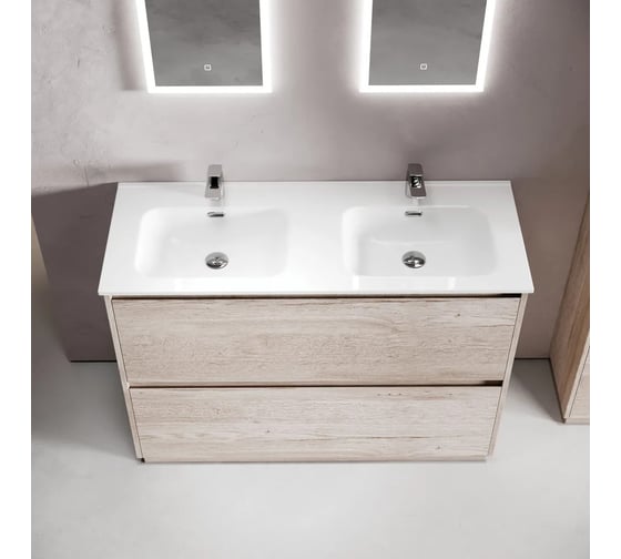 Тумба под раковину Sancos Libra Floor напольная, 1190x450x840, 2 ящика с доводчиками, дуб галифакс натуральный, LB120F-2EG
