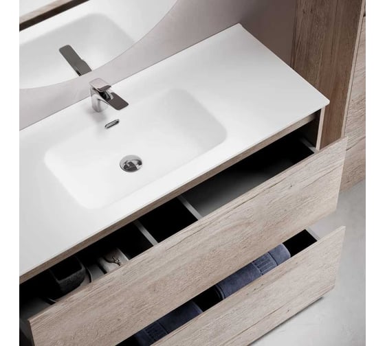 Тумба под раковину Sancos Libra Floor напольная, 1190x450x840, 2 ящика с доводчиками, дуб галифакс натуральный, LB120F-1EG