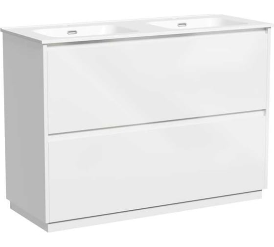 Тумба под раковину Sancos Libra Floor напольная, 1190x450x840, 2 ящика с доводчиками, белый глянец, LB120F-2W