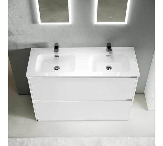 Тумба под раковину Sancos Libra Floor напольная, 1190x450x840, 2 ящика с доводчиками, белый глянец, LB120F-2W
