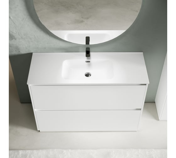 Тумба под раковину Sancos Libra Floor напольная, 1190x450x840, 2 ящика с доводчиками, белый глянец, LB120F-1W