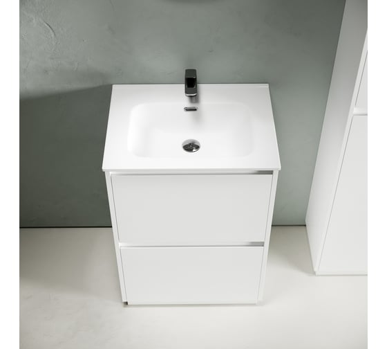 Тумба под раковину Sancos Libra Floor напольная, 590x450x840, 2 ящика с доводчиками, белый глянец, LB60FW