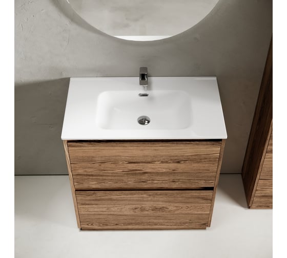 Тумба под раковину Sancos Libra Floor напольная, 790x450x840, 2 ящика с доводчиками, дуб чарльстон, LB80FECH