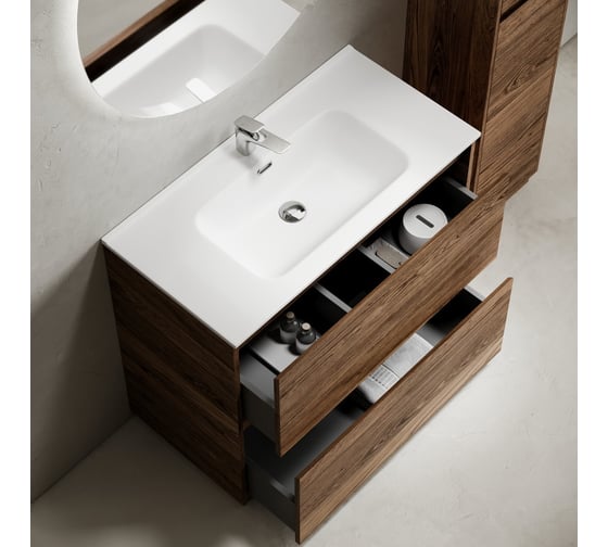 Тумба под раковину Sancos Libra Floor напольная, 890x450x840, 2 ящика с доводчиками, дуб чарльстон, LB90FECH