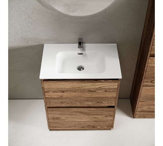 Тумба под раковину Sancos Libra Floor напольная, 690x450x840, 2 ящика с доводчиками, дуб чарльстон, LB70FECH