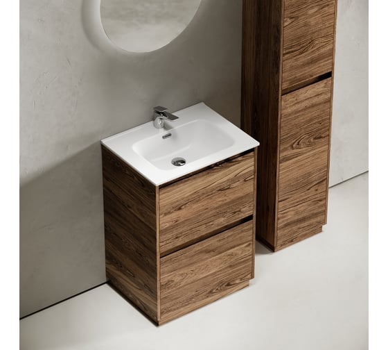 Тумба под раковину Sancos Libra Floor напольная, 590x450x840, 2 ящика с доводчиками, дуб чарльстон, LB60FECH