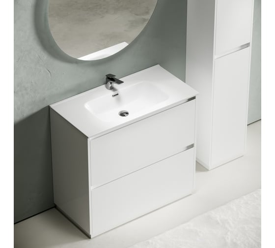 Тумба под раковину Sancos Libra Floor напольная, 890x450x840, 2 ящика с доводчиками, белый глянец, LB90FW