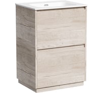 Тумба под раковину Sancos Libra Floor напольная,590x450x840, 2 ящика с доводчиками, дуб галифакс натуральный, LB60FEG